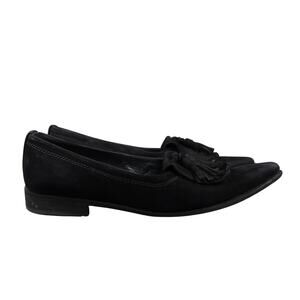 Stuart Weitzman Shoes Womens 7 Tassel Loafers Suede Avatass Pointed Toe Black